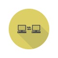 computer synchronization long shadow icon. Simple glyph, flat vector of web icons for ui and ux, website or mobile application