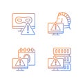 Computer system attacks gradient linear vector icons set Royalty Free Stock Photo