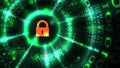 Computer system protection, security safe internet. Lock symbol on abstract computer data background, data protection technology Royalty Free Stock Photo