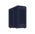 Computer system unit, desktop tower case, PC hardware icon. Modern tech equipment, device. Server, workstation
