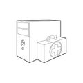 Computer system unit first aid icon, outline style Royalty Free Stock Photo