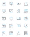 Computer systems linear icons set. Hardware, Software, Operating system, Program, Application, Database, Nerk line