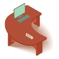 Computer table icon, isometric 3d style Royalty Free Stock Photo