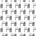 Computer table icon seamless pattern isolated on white background Royalty Free Stock Photo