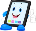 Computer tablet cartoon giving thumb up