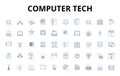 Computer tech linear icons set. Hardware, Software, Processor, Memory, Graphics, LAN, WAN vector symbols and line Royalty Free Stock Photo