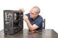 Computer Technician repairing computer system Royalty Free Stock Photo