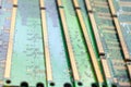 Computer technology background. A bunch of memory modules. Many random access memory is a close up. Ddr and sdram main storage are Royalty Free Stock Photo