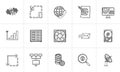 Computer technology hand drawn outline doodle icon set. Royalty Free Stock Photo