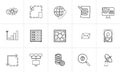 Computer technology hand drawn outline doodle icon set. Royalty Free Stock Photo