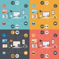 computer technology icons in flat design Royalty Free Stock Photo