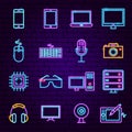 Computer Technology Neon Icons