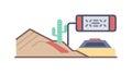 Computer Terminal in a Desert for Remote Tech and Sci-Fi Concepts, vector design Generative AI Royalty Free Stock Photo