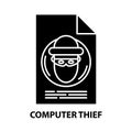 computer thief icon, black vector sign with editable strokes, concept illustration Royalty Free Stock Photo