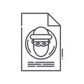 Computer thief icon, linear isolated illustration, thin line vector, web design sign, outline concept symbol with Royalty Free Stock Photo