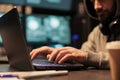 Computer IT thief using security breach to hack server Royalty Free Stock Photo