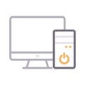 Computer thin line color vector icon Royalty Free Stock Photo