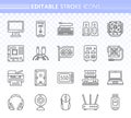 Computer simple black line icons vector set Royalty Free Stock Photo