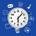 Computer time management poster. Online addiction methods. Gaming streaming chatting calling schedule. Digital health. Royalty Free Stock Photo