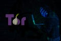 Computer with the tor logo. Tor is the acronym Royalty Free Stock Photo