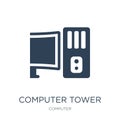 computer tower and monitor icon in trendy design style. computer tower and monitor icon isolated on white background. computer Royalty Free Stock Photo