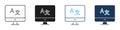 Computer Translation Line And Solid Icon Set. Desktop Monitor And Multilingual Text For Language Software, Online Royalty Free Stock Photo