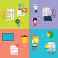 Computer, trash digital, documents and cloud computing icons