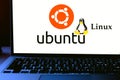 Computer with the Ubuntu Logo LINUX