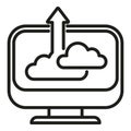 Computer upload data cloud icon outline vector. Smart office Royalty Free Stock Photo