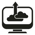 Computer upload data cloud icon simple vector. Smart office