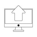 Computer uploading files symbol black and white Royalty Free Stock Photo