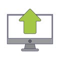 Computer uploading files symbol blue lines Royalty Free Stock Photo