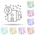Computer ups lightning multi color icon. Simple thin line, outline vector of computer icons for ui and ux, website or mobile Royalty Free Stock Photo