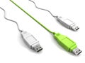 Computer usb cable race on white Royalty Free Stock Photo