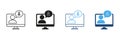 Computer User Information Icon Set. Online Support, Customer Service, And Digital Assistance Outline And Silhouette