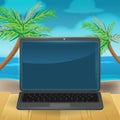 Computer Vacation Relax Beach Vector