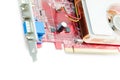 Computer video card on white background.