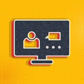 computer, video, conference, users pop art, retro icon. Vector illustration of Royalty Free Stock Photo