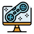 Computer video game icon color outline vector Royalty Free Stock Photo
