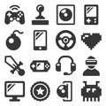 Computer Video Game Icons Set on White Background. Vector