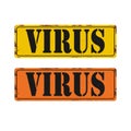 Computer virus alert, grungy sign, vector on a white background