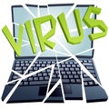 Computer virus breaks security to crash Laptop Royalty Free Stock Photo