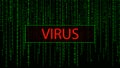 Computer virus. Cyber attack. Hacking. Digital background green matrix. Binary computer code. Vector Illustration Royalty Free Stock Photo