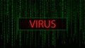 Computer virus. Cyber attack. Hacking. Digital background green matrix. Binary computer code. Vector Illustration Royalty Free Stock Photo