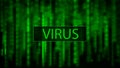 Computer virus. Cyber attack. Hacking. Digital background green matrix. Binary computer code. Vector Illustration Royalty Free Stock Photo