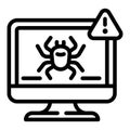 Computer virus detection icon, outline style