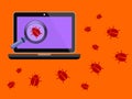 Computer virus. Error finding and Troubleshooting. Vector stock illustration. Royalty Free Stock Photo