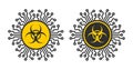 Computer virus micropchip symbol, Cyber Security Icon. Shield Security Lock