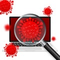 Computer virus. Programming code. Malware caution. Vector illustration. Royalty Free Stock Photo
