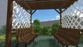 3d image of the landscape design of the home territory. Landscaping of the territory.